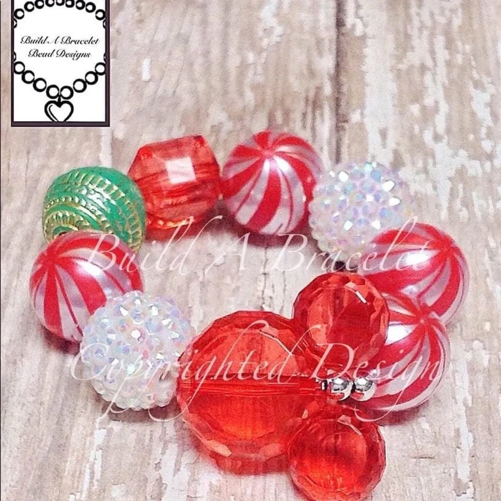 Disney Mickey Mouse Inspired Peppermint Twist Christmas Stretch Bracelet